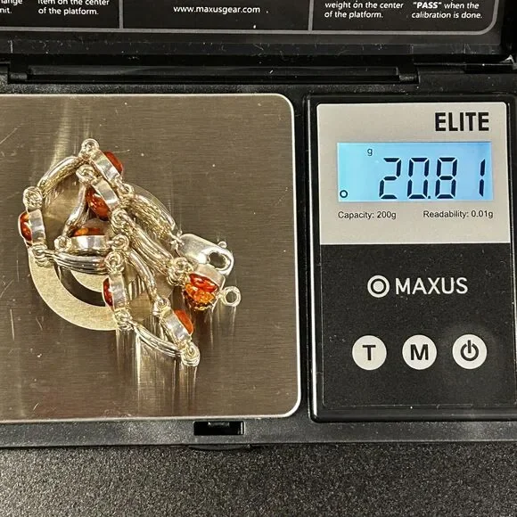 Baltic Amber & Sterling Silver 925 Tri Color Triple Strand Bracelet 7.5in - Picture 13 of 13